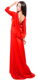 Red Gown with Back Cowl