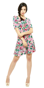 Floral U-cut Flare Dress