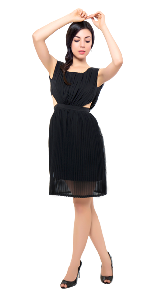 Black Waist Cut Dress